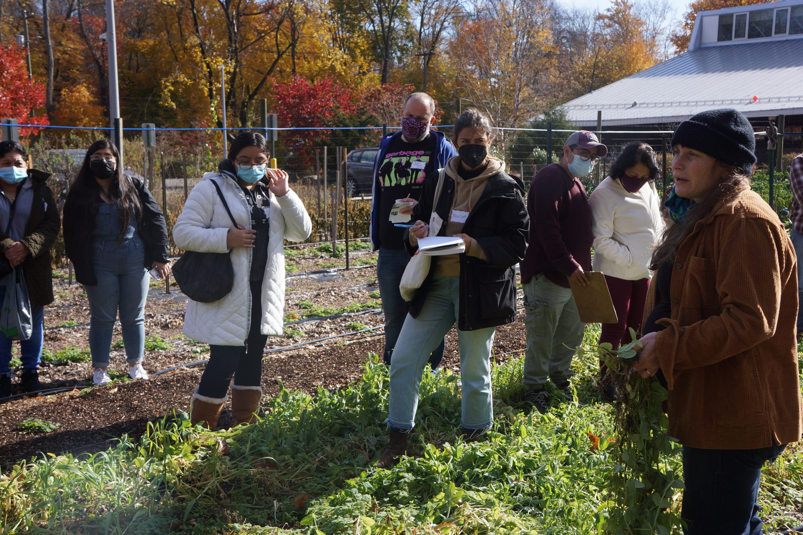 a group of people at a farm